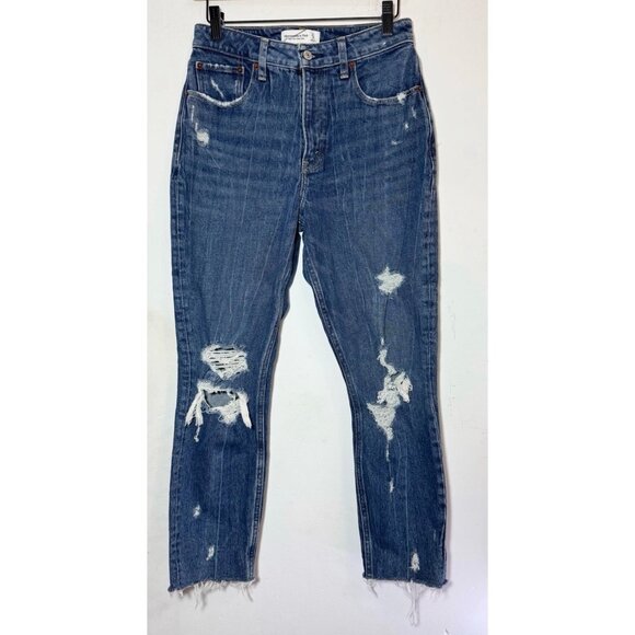 Abercrombie & Fitch High Rise Mom Jeans Curve Love Medium Wash Size 27 / 4 - Picture 2 of 9